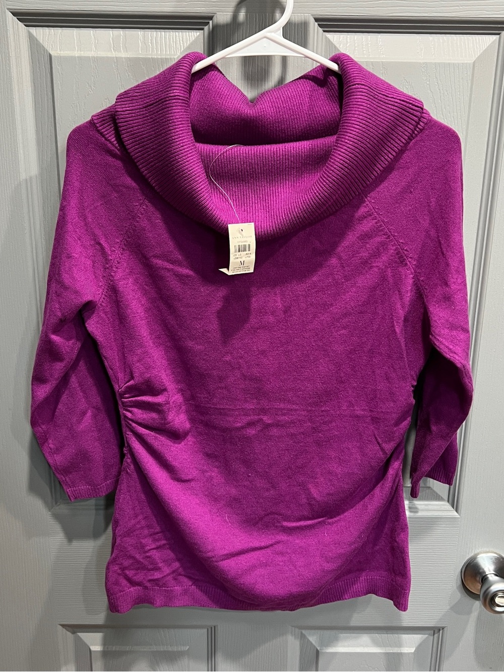 Ann Taylor Fuchsia Cowl Neck Sweater - Medium